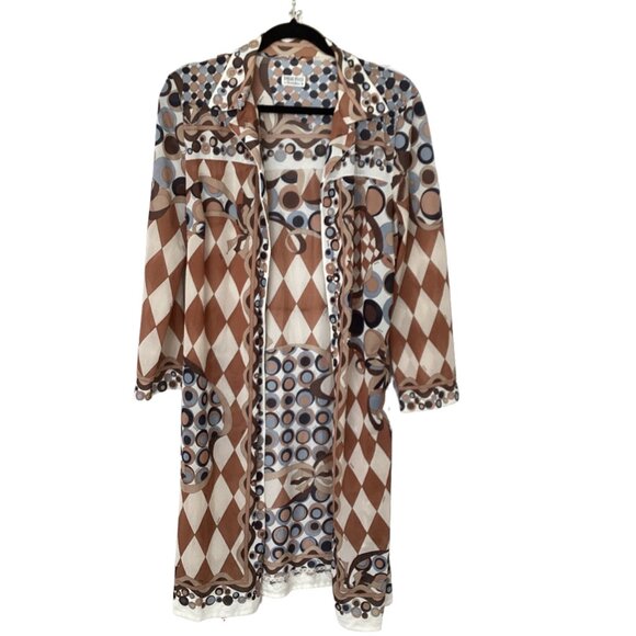 Emilio Pucci 1960s Harlequin & Circle Pattern Bed Jacket Robe Duster Size S/M - Picture 3 of 8